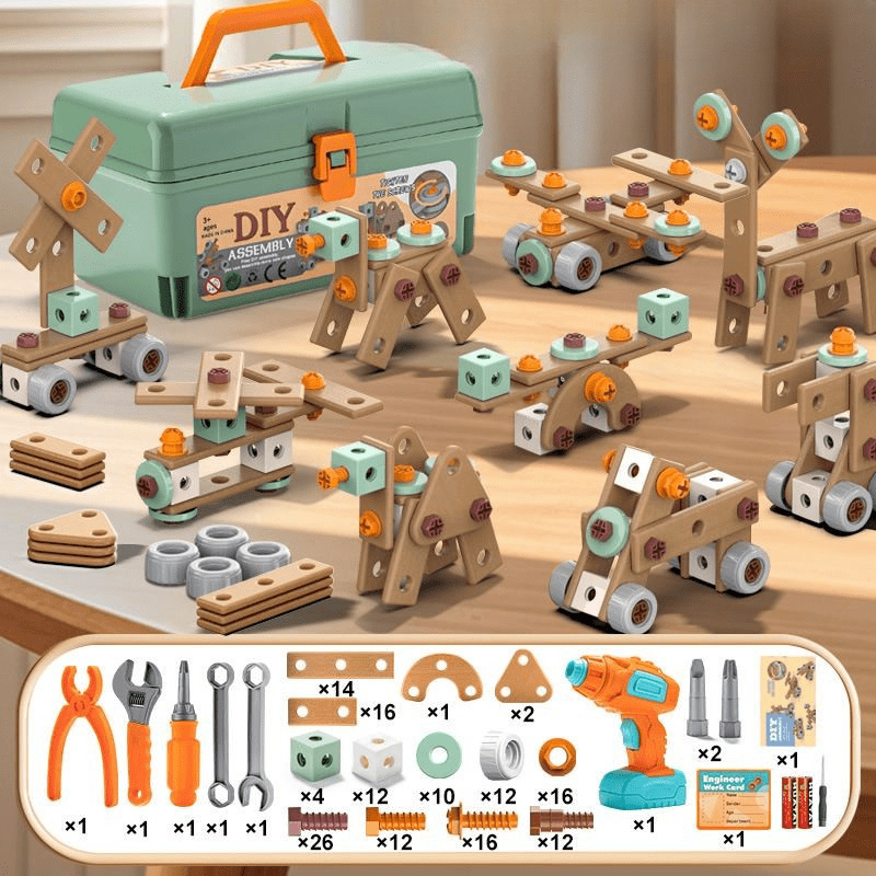 Construction Toy Tool Set in 149 to 198 Pieces, Role Play Toys for Little Builders, Toy Tools for Screwing and Building_08