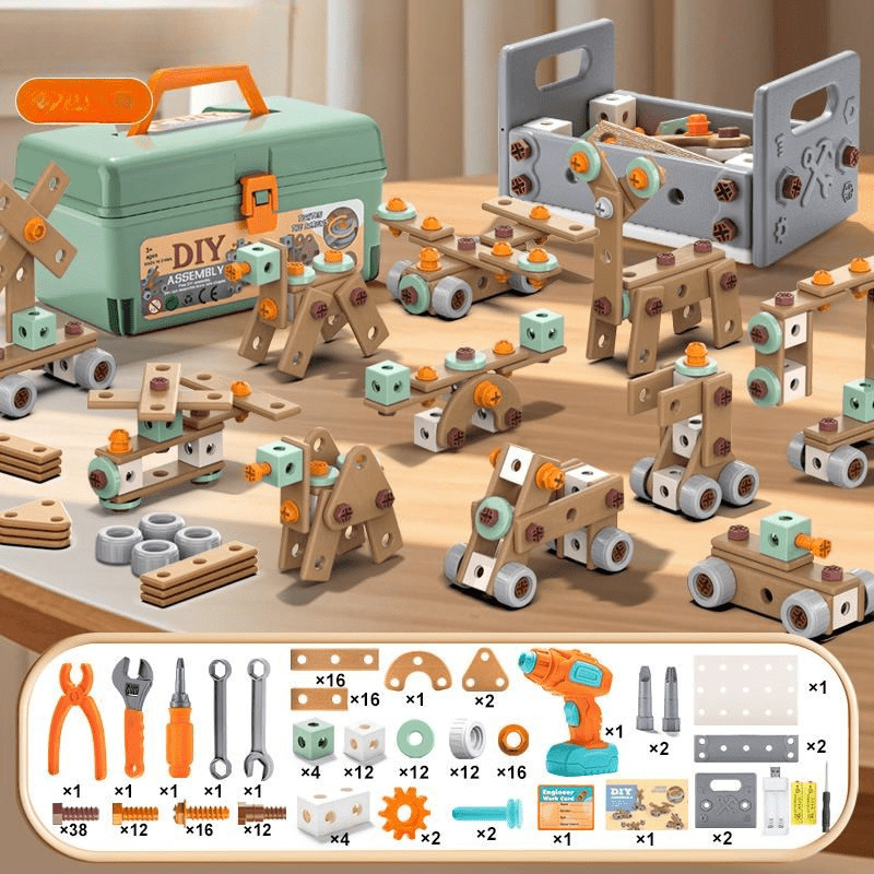 Construction Toy Tool Set in 149 to 198 Pieces, Role Play Toys for Little Builders, Toy Tools for Screwing and Building_11