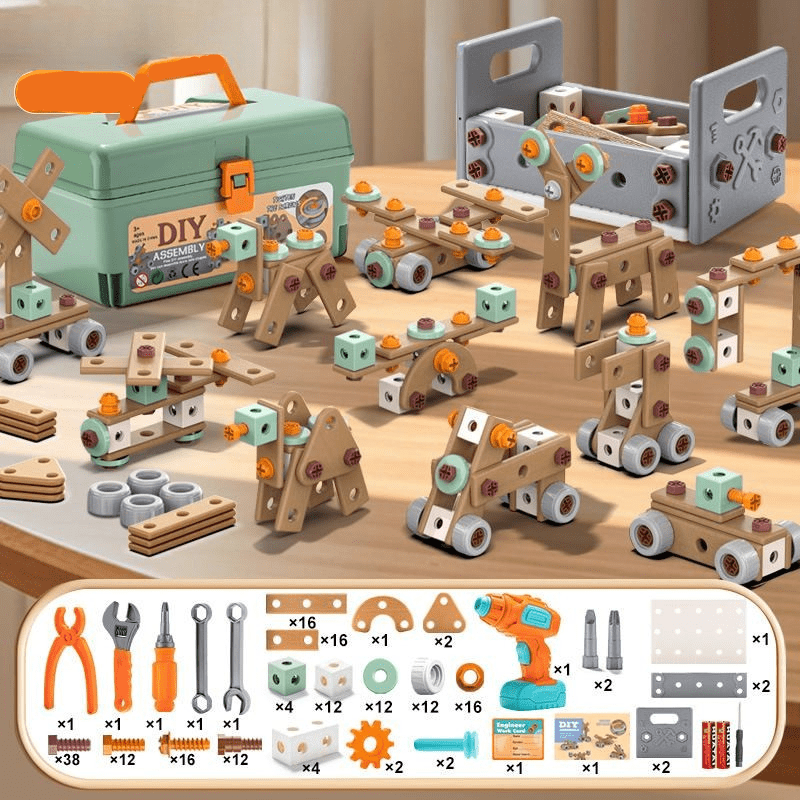 Construction Toy Tool Set in 149 to 198 Pieces, Role Play Toys for Little Builders, Toy Tools for Screwing and Building_10