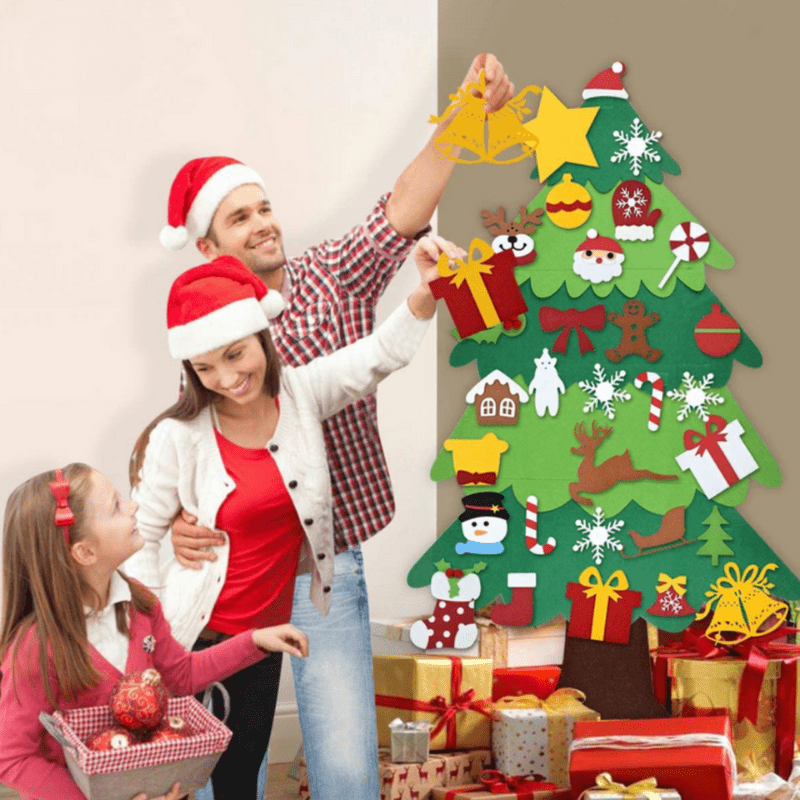 Felt Christmas Tree with 25 Velcro Decorations, DIY Christmas Tree Craft for Kids, Christmas Toy and Gift for Children
