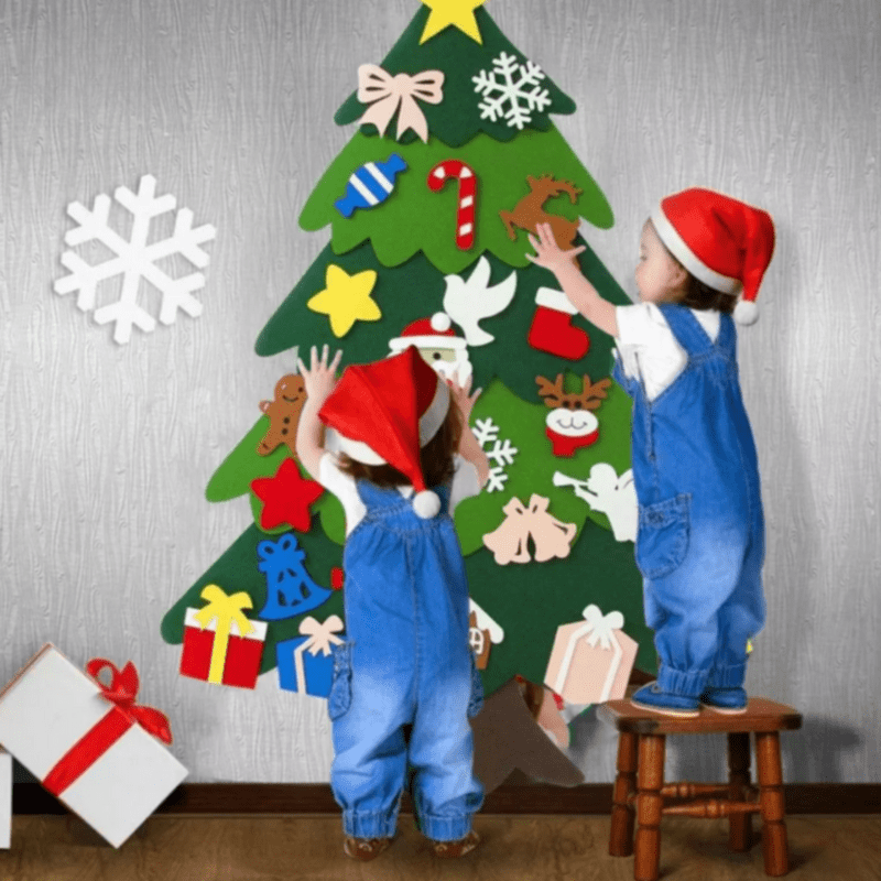 Felt Christmas Tree with 25 Velcro Decorations, DIY Christmas Tree Craft for Kids