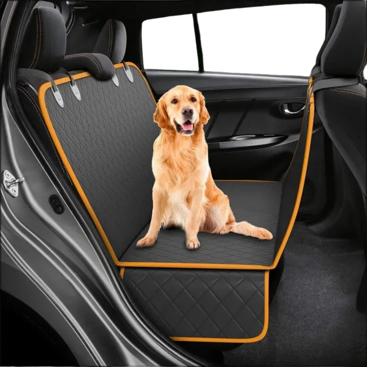 Dog Car Seat Cover Waterproof, Car Seat Protector with Non Slip Underside, Rear Seat Cover for Dogs in Quilted Oxford
