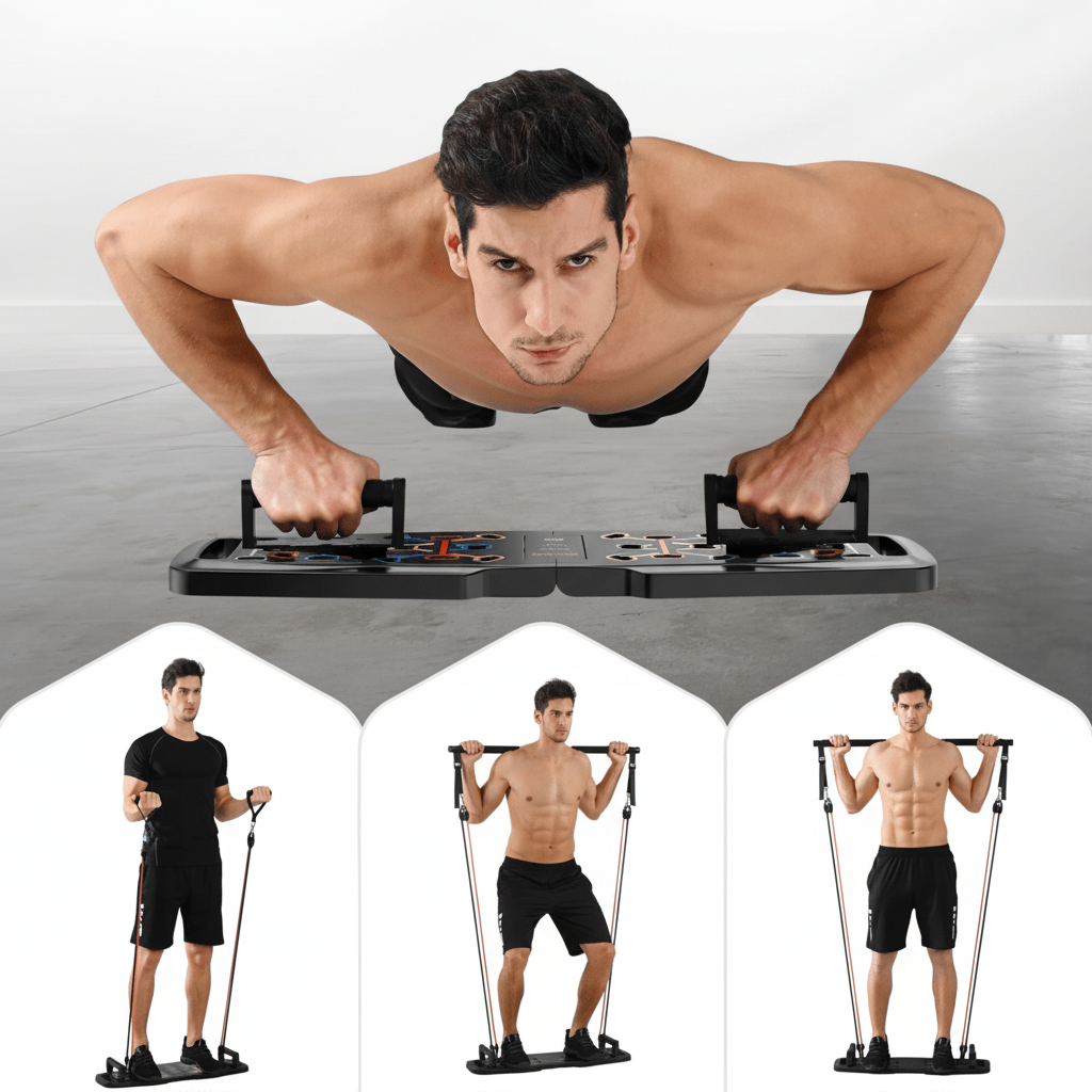 Home Gym Set with Push Up Bars