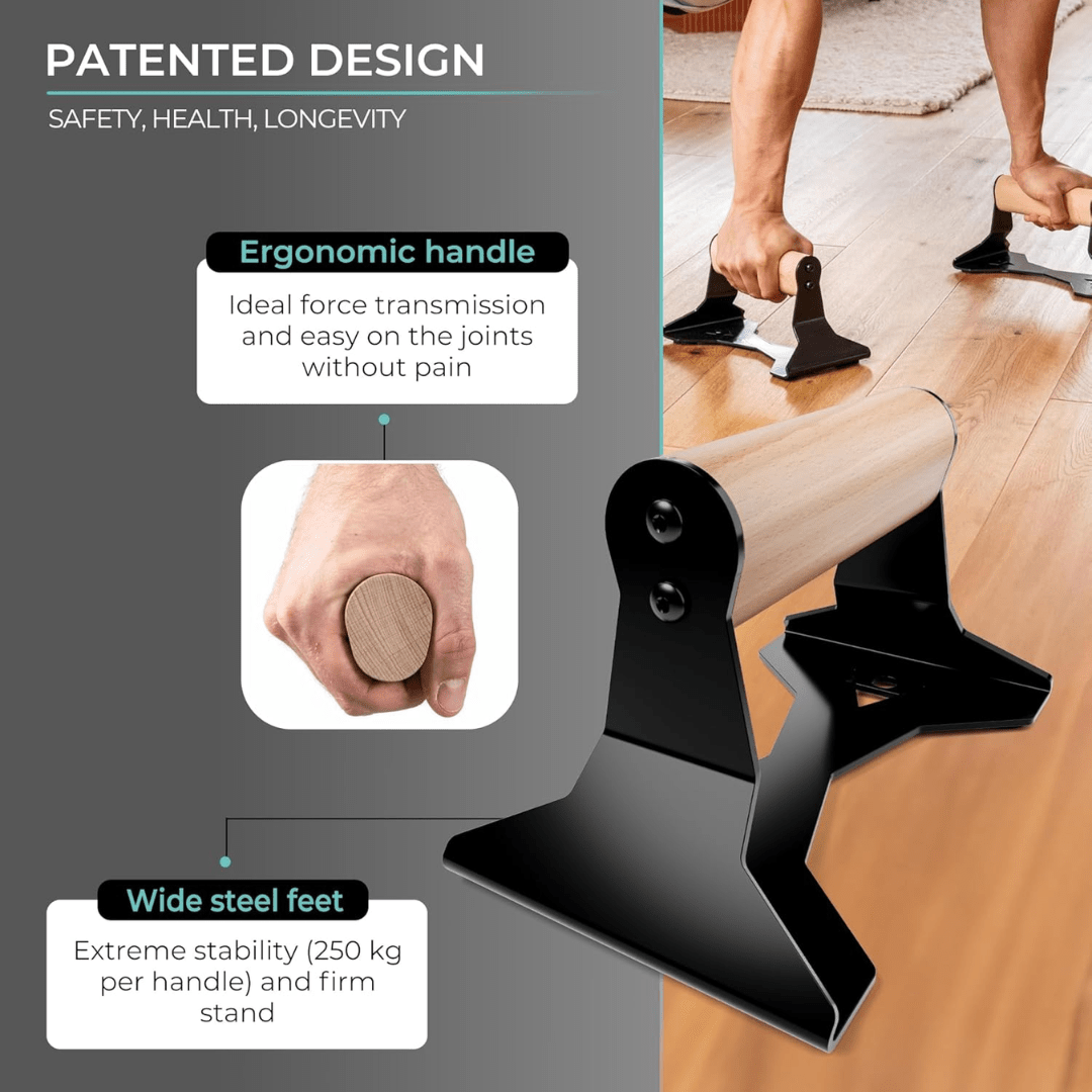 Wooden Parallettes with Steel Core, Calisthenics Bars, Parallette Bars for Push Ups and Dips, Calisthenics Equipment_03