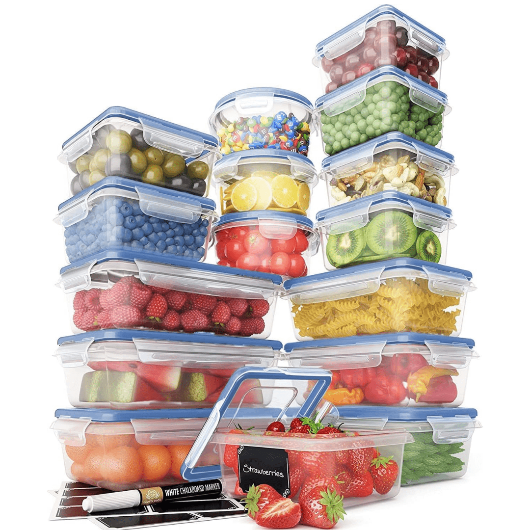 Plastic Storage Boxes with Lids 16 Pack, Airtight Food Storage Containers, Meal Prep Containers, Tupperware_05