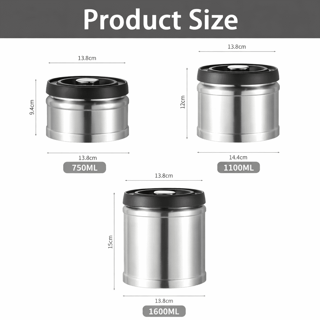 Airtight Food Storage Containers, Coffee Tin with Vacuum Lid, Stainless Steel Kitchen Canisters, Coffee Accessories_07