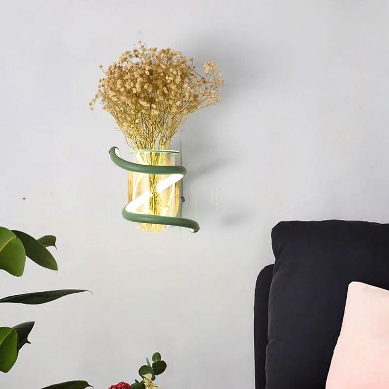 Wall Lights, Living Room Wall Light with Wooden Base and Glass Vase, LED Wall Sconce for Flowers_03