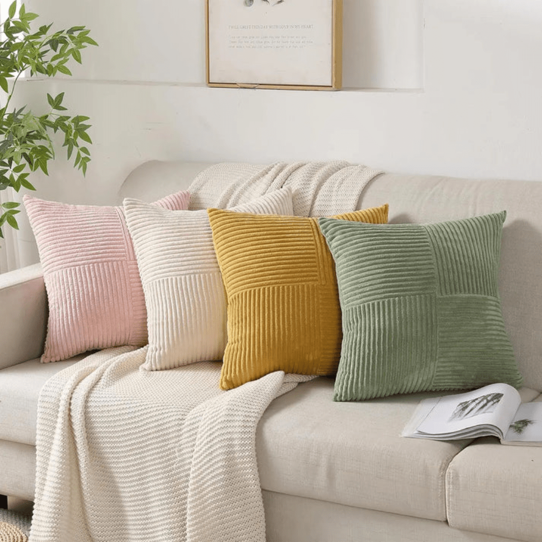 Sofa Cushions 45 x 45 cm, Decorative Pillow with Cotton Linen Cushion Cover