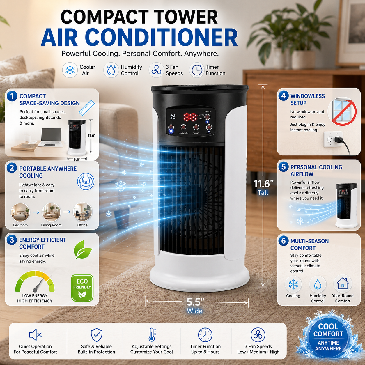 Versatile Portable Air Conditioner | Energy Efficient Cooling for Year-Round Comfort 2