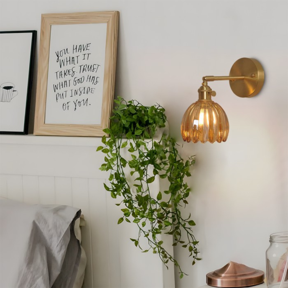 Vinta Wall Sconce | Vintage Brass Finish with Tulip Glass Shade 2