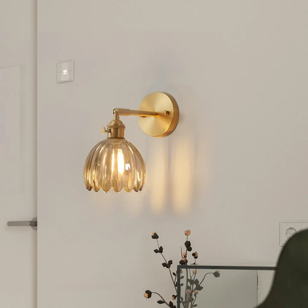 Vinta Wall Sconce | Vintage Brass Finish with Tulip Glass Shade 3