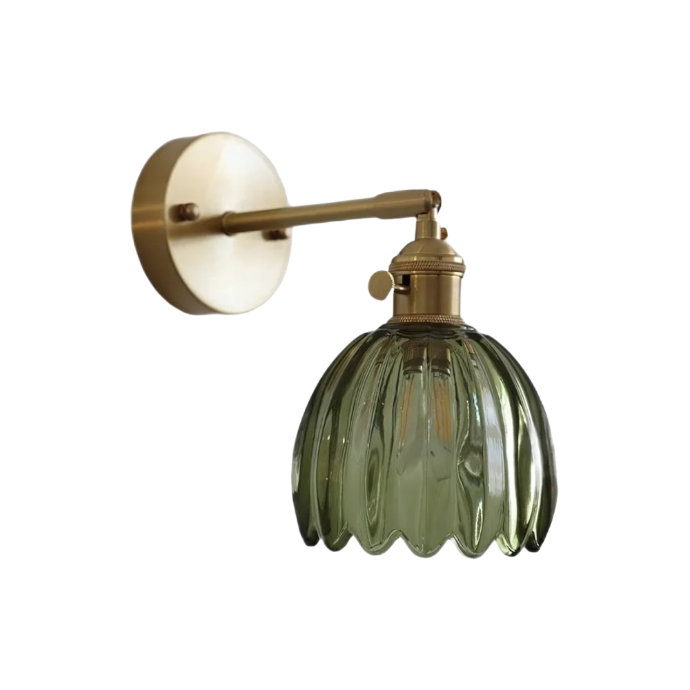 Vintage Brass Wall Sconce Lighting with Tulip Glass Shade | Elegant Design for Cozy Ambiance 10