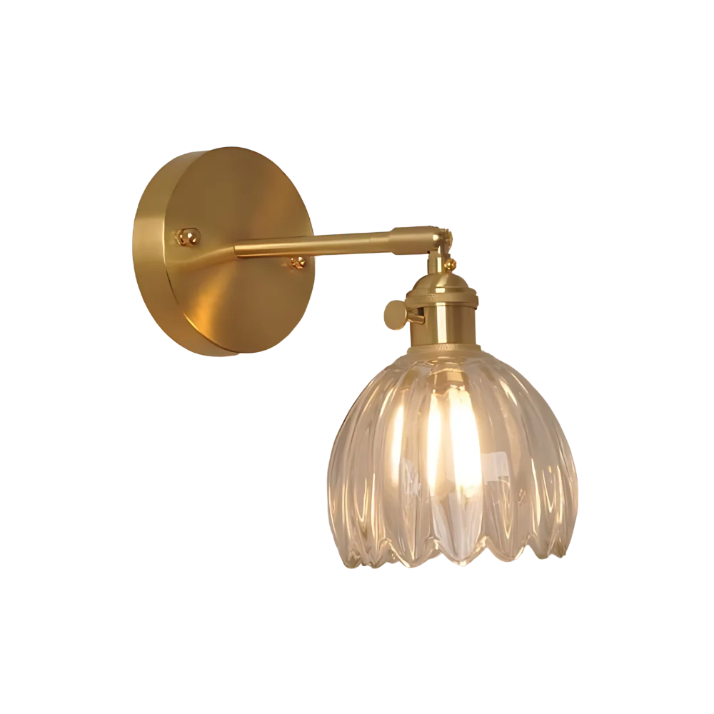 Vintage Brass Wall Sconce Lighting with Tulip Glass Shade | Elegant Design for Cozy Ambiance 11