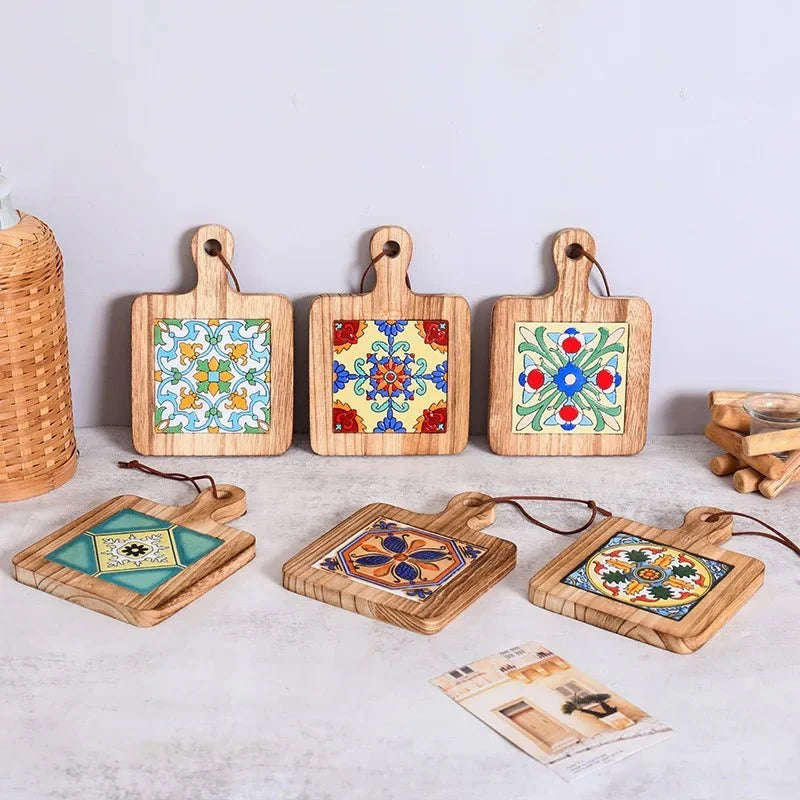 Wooden Trivet for Hot Pots, Heat Resistant Table Mats, Wooden Coaster and Pot Stand for Teapots, Table Protector