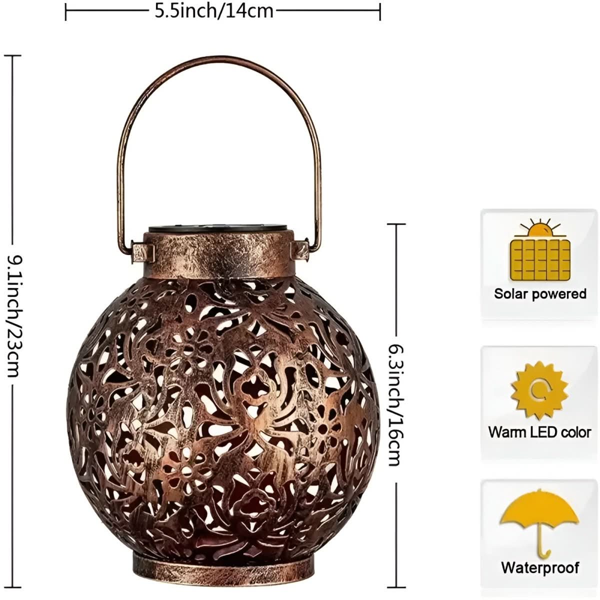 Vintage Solar Garden Light, Hanging Solar Lantern with Hollow Pattern, Outdoor Solar Lights, Garden Lighting_05