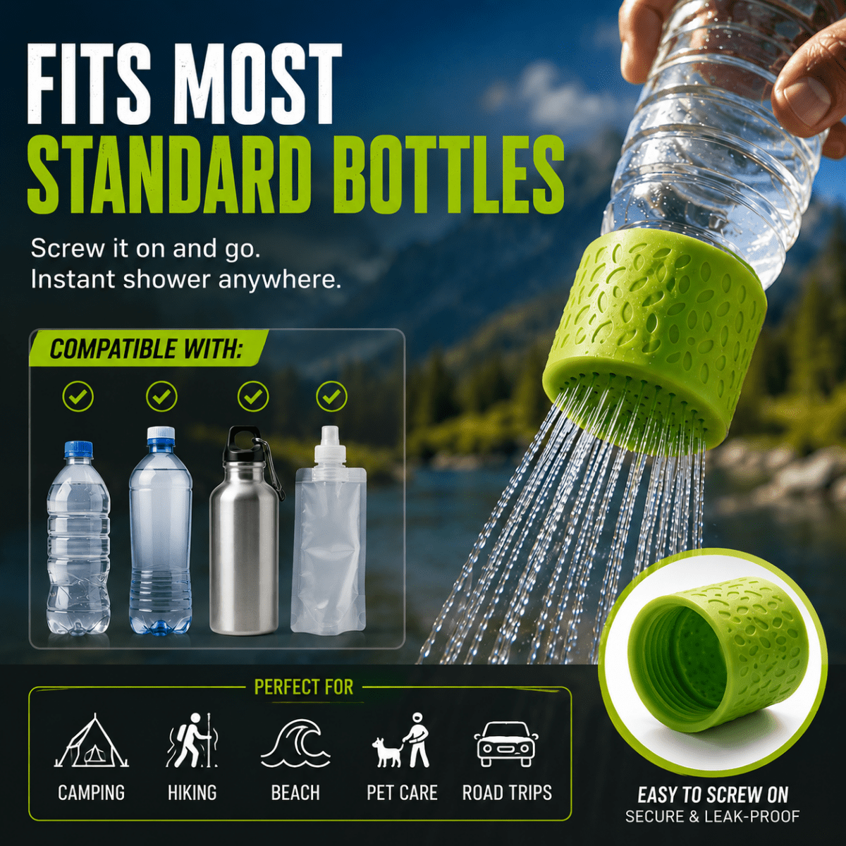 Portable Shower Attachment for Bottles, Camping Shower for Beach and Hiking, Water Bottle Sprayer for Outdoor Shower_05