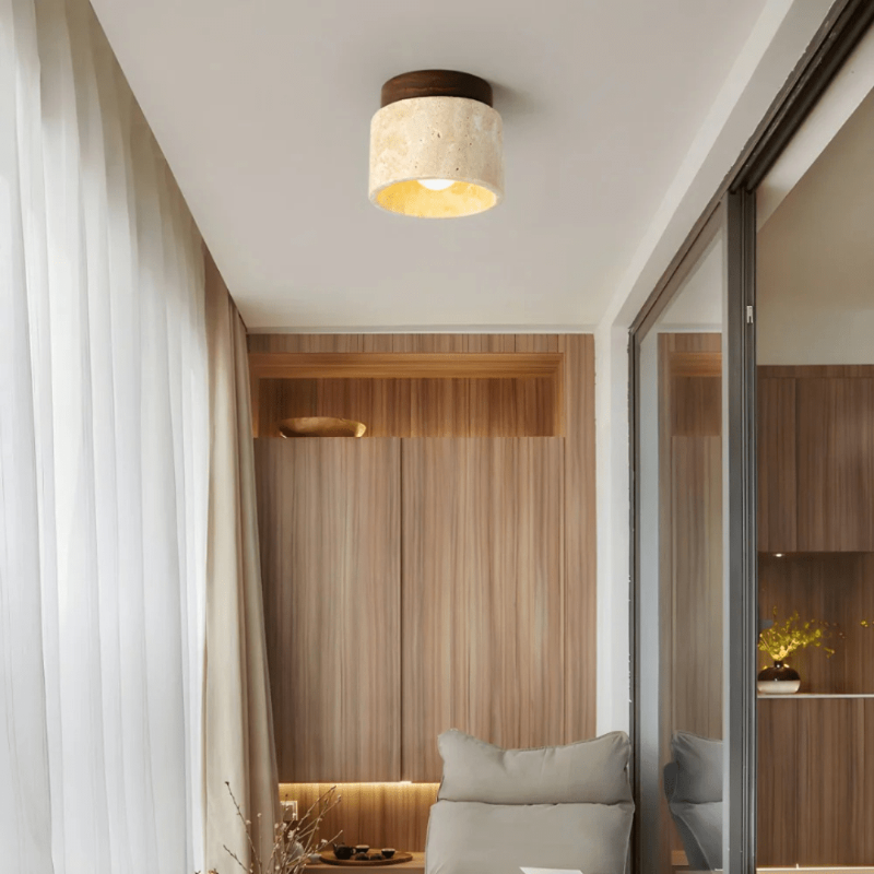 Wooden Ceiling Lights, LED Ceiling Light for Hallway and Bedroom, Minimalist Wood Lamp with Warm White Bulb_03