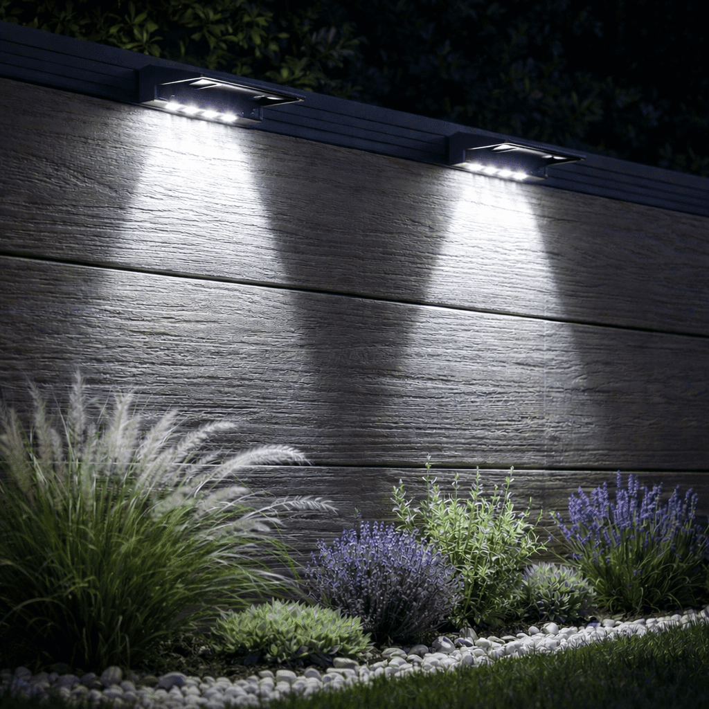 Outdoor Wall Lights, Solar Garden Lights, Solar Lights for Fence and Pathway with Dusk to Dawn Sensor