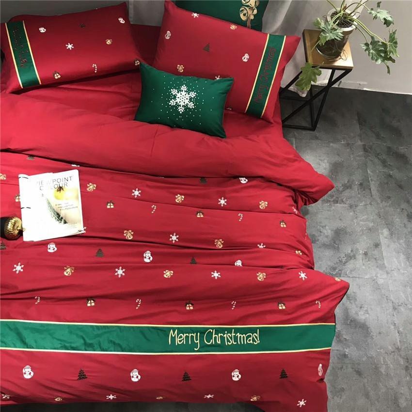 Christmas Bedding Sets Queen and King, King Size Duvet Cover with 2 Pillowcases, Egyptian Cotton Bedding Set in Percale_00