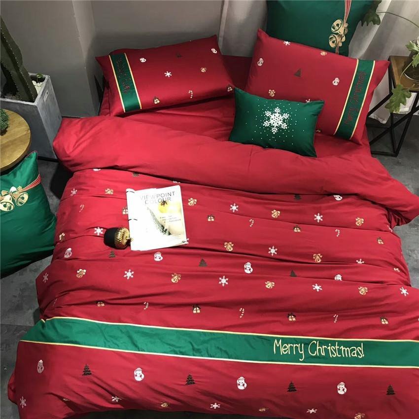 Christmas Bedding Sets Queen and King, King Size Duvet Cover with 2 Pillowcases, Egyptian Cotton Bedding Set in Percale_01