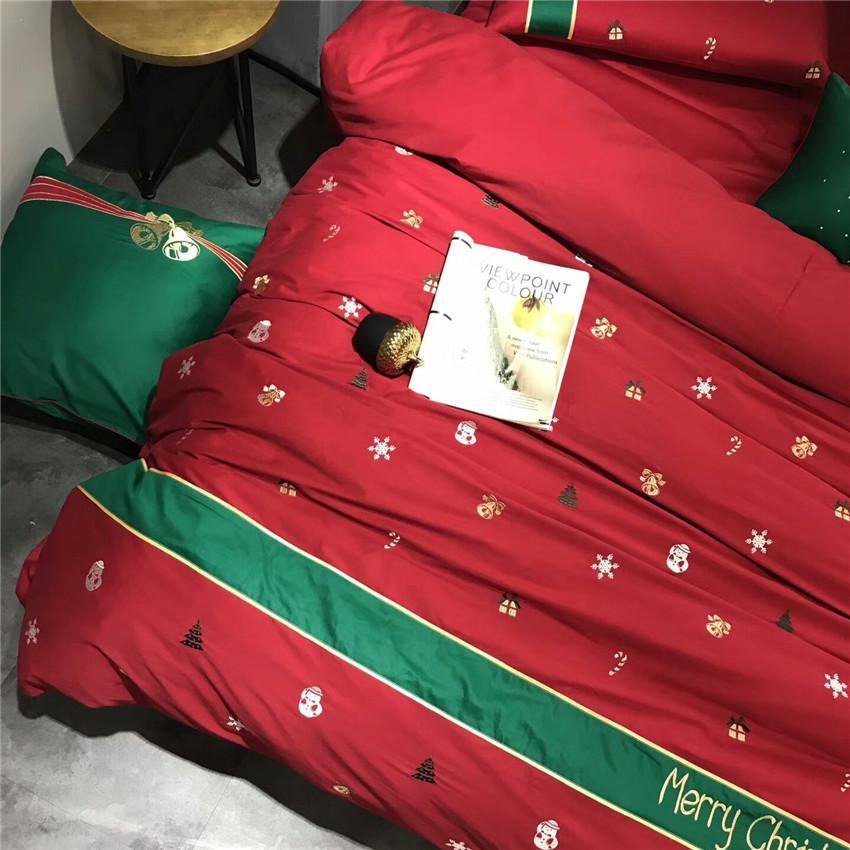 Christmas Bedding Sets Queen and King, King Size Duvet Cover with 2 Pillowcases, Egyptian Cotton Bedding Set in Percale_03