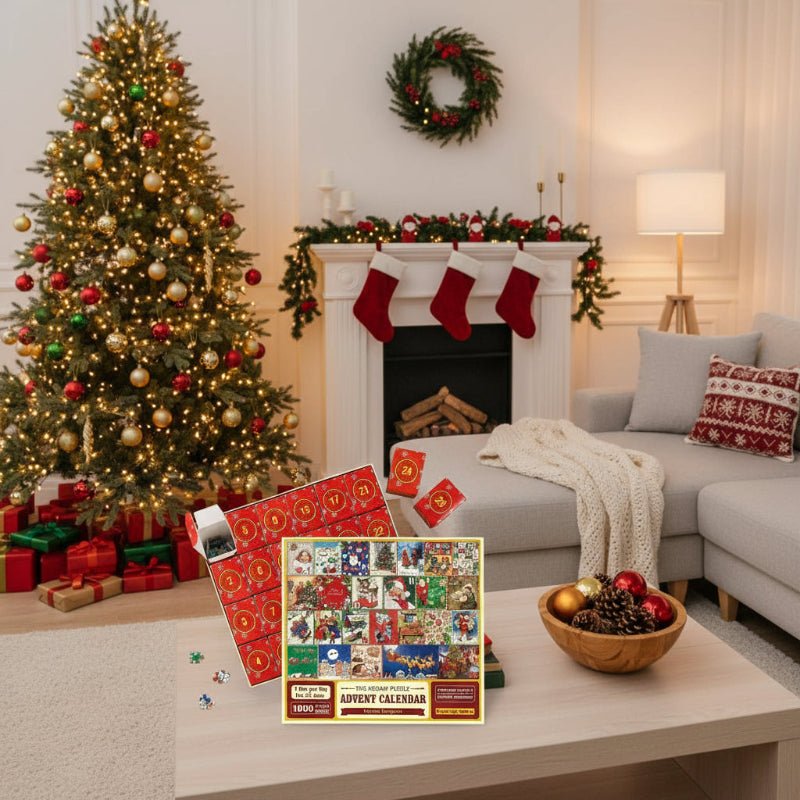 Advent Calendar Jigsaw Puzzle 1000 Piece, Christmas Jigsaw Puzzle for Adults, Advent Calendar for Christmas Countdown