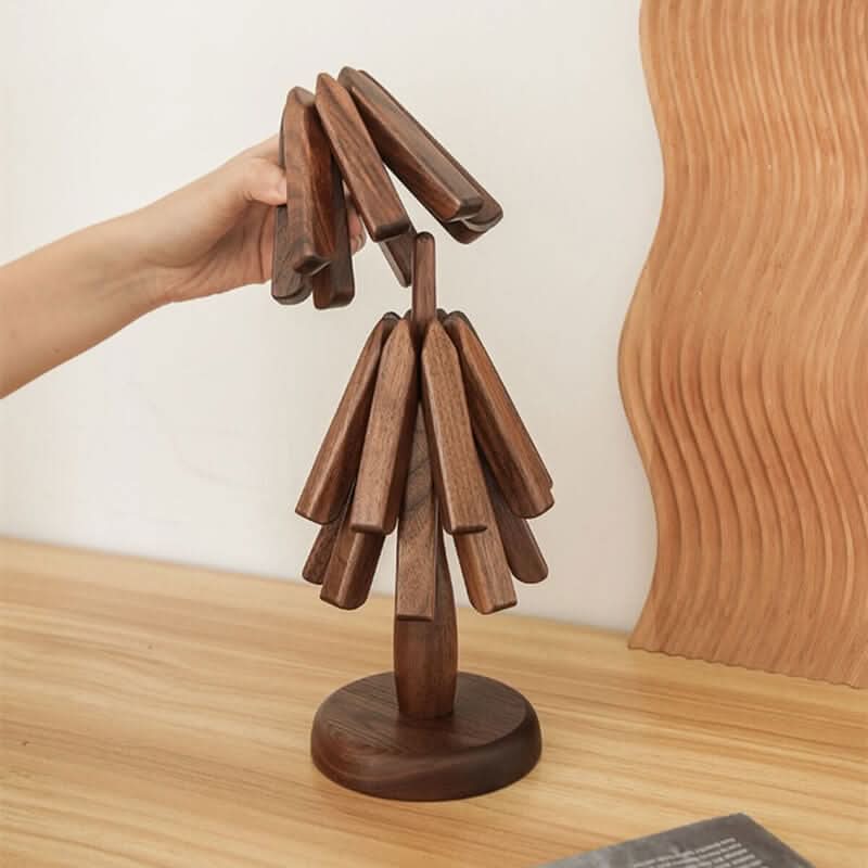 Trivets for Hot Pots, Solid Walnut Wooden Trivet with Optional Stand – image 10