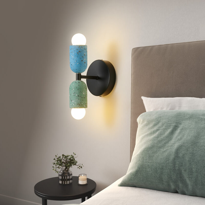 WabiSabiGlow | Elegant Textured Cement Dual-Light Wall Sconce Lighting 4