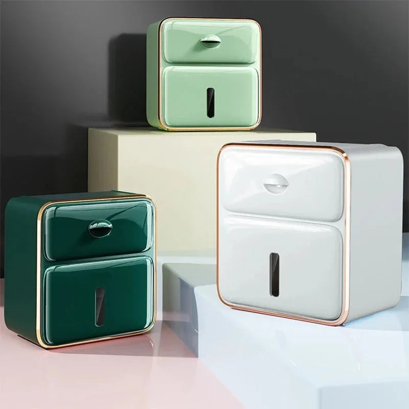 Toilet Roll Holder Wall Mounted, Waterproof Toilet Paper Holder, Space Saving Loo Roll Holder for Small Bathroom Storage_02