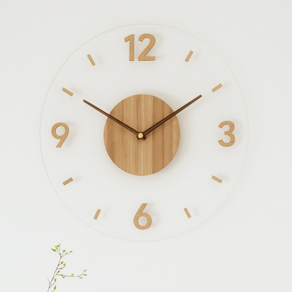 Silent Wall Clock, Modern Wooden Clock 35 cm – image 5
