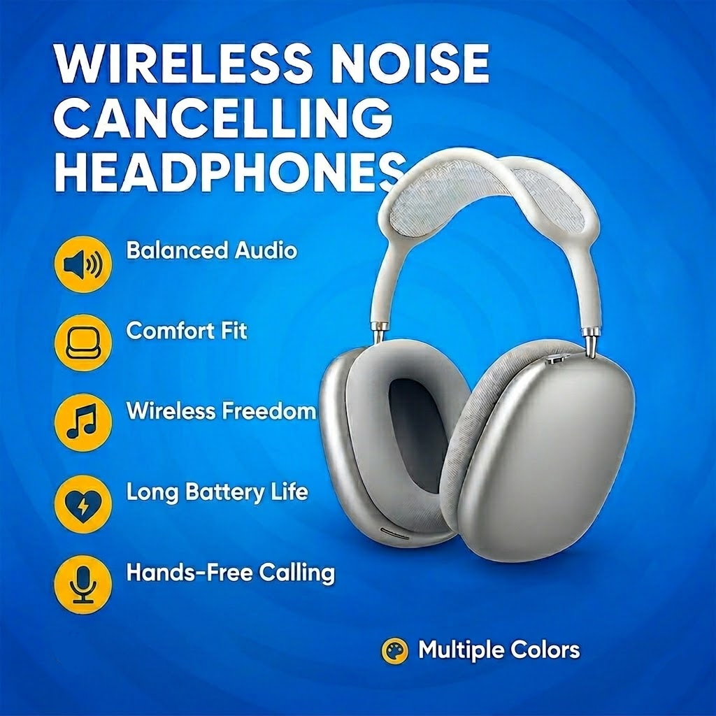 Wireless Headphones | Over-Ear Bluetooth Design with Noise Cancelling | Comfortable Fit for Immersive Audio Experience_04