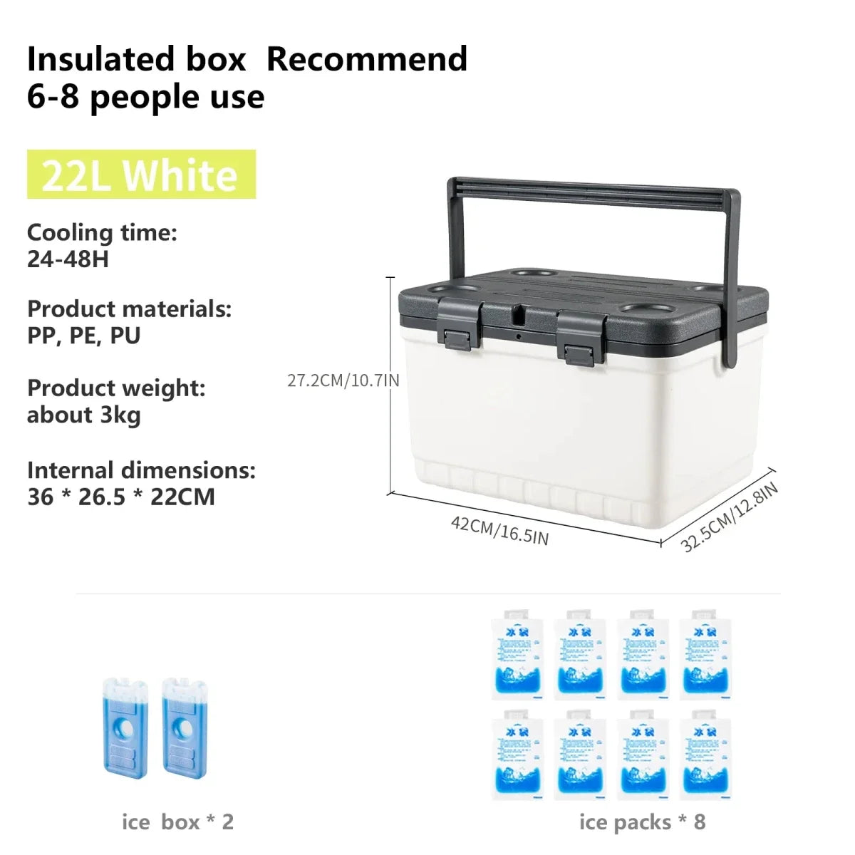Cooler Box Insulated for Camping and Fishing, Portable Cool Box for Picnics and Hiking, Ice Box for Drinks and Snacks_07