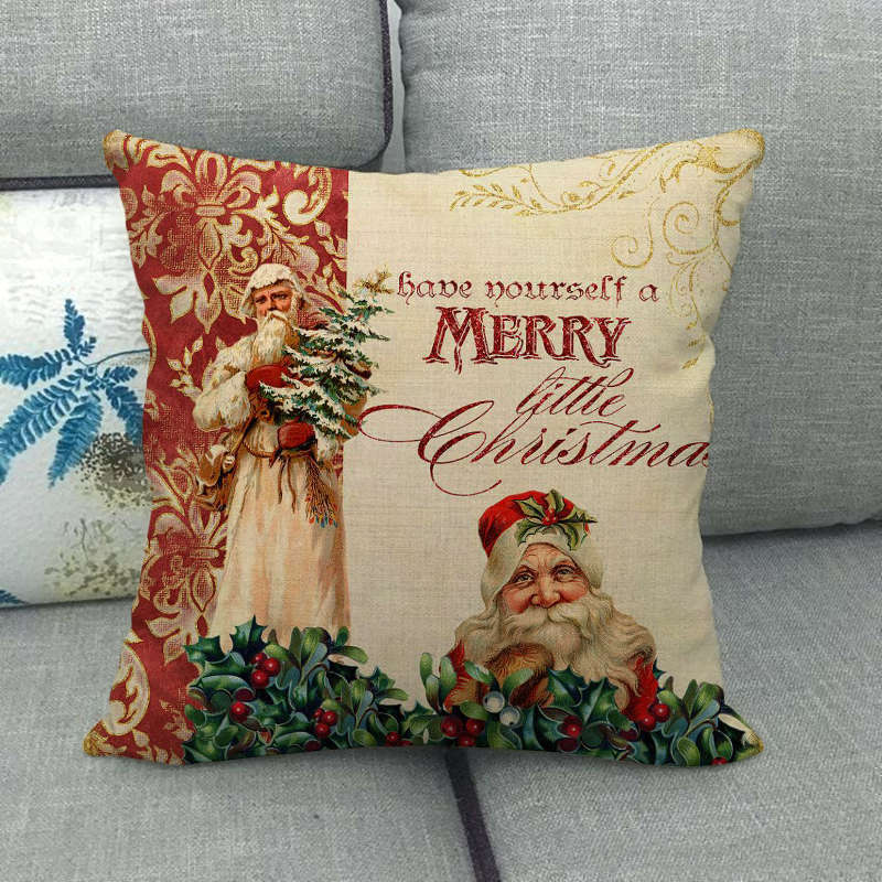 Christmas Cushion Covers, Velvet Cushion Cover 45 x 45 cm with Hidden Zip, Christmas Decorations for Living Room