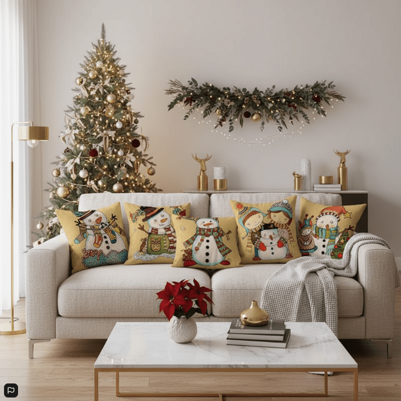 Christmas Cushion Covers, Velvet Cushion Cover 45 x 45 cm with Hidden Zip – image 4