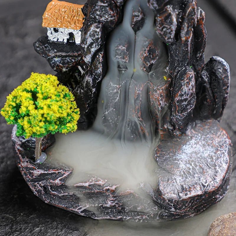 Backflow Incense Burner with 5 Incense Cones, Resin Waterfall Incense Holder