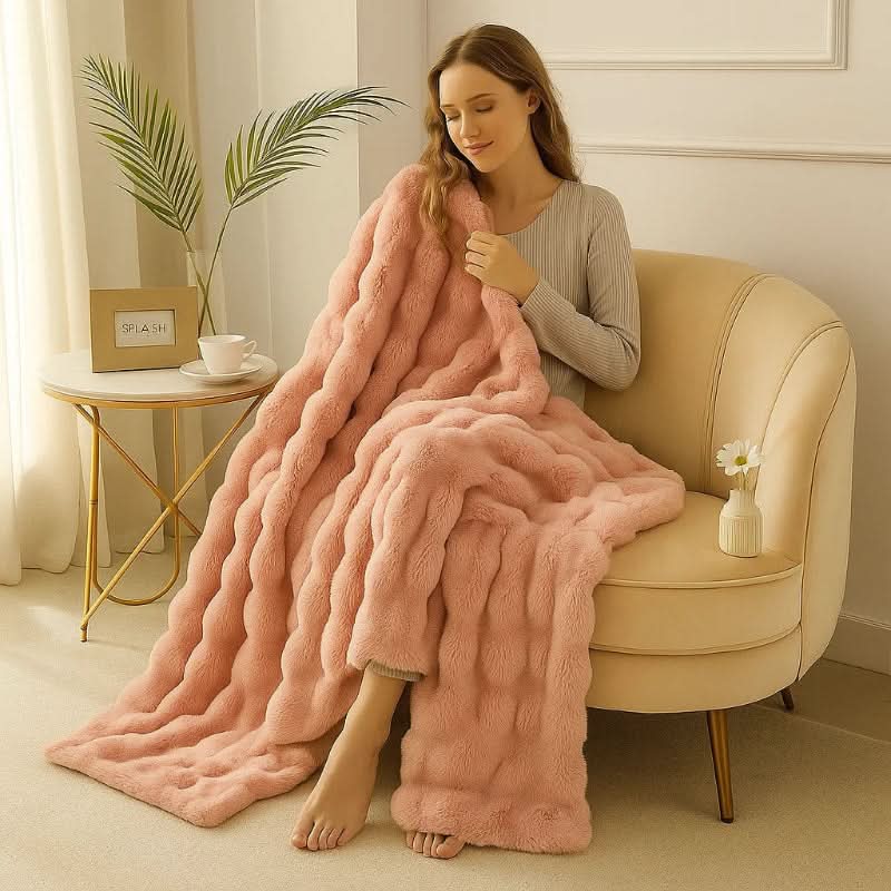Throw Blankets, Faux Fur Throw for Sofa, Soft Bed Throw, Double Layer Sofa Blanket for Winter_01