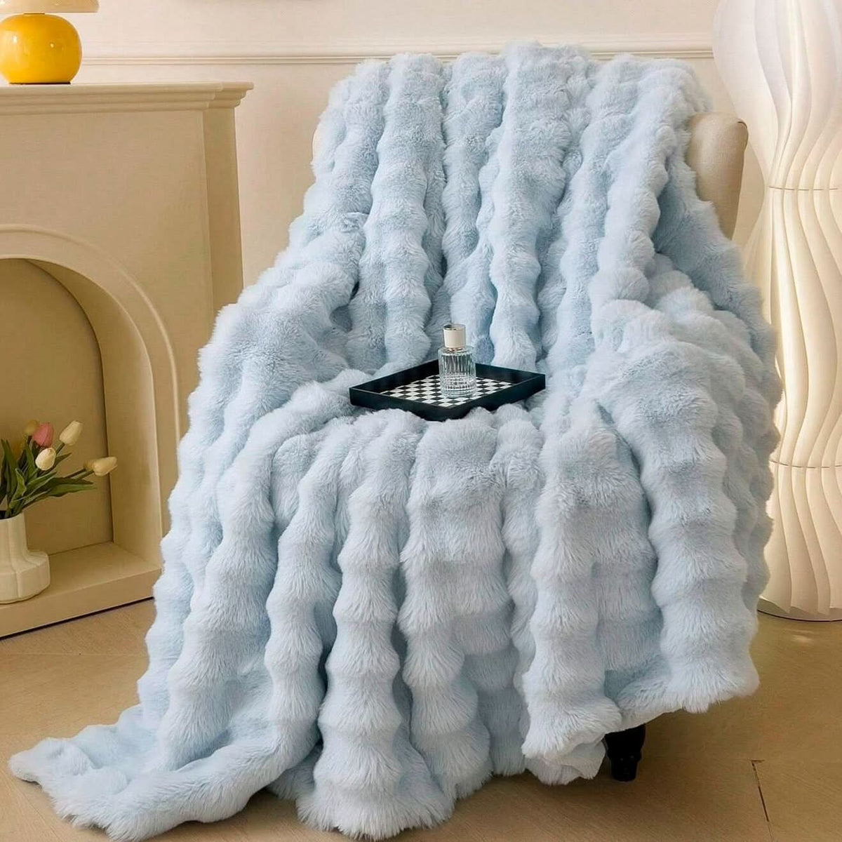 Throw Blankets, Faux Fur Throw for Sofa, Soft Bed Throw, Double Layer Sofa Blanket for Winter_04