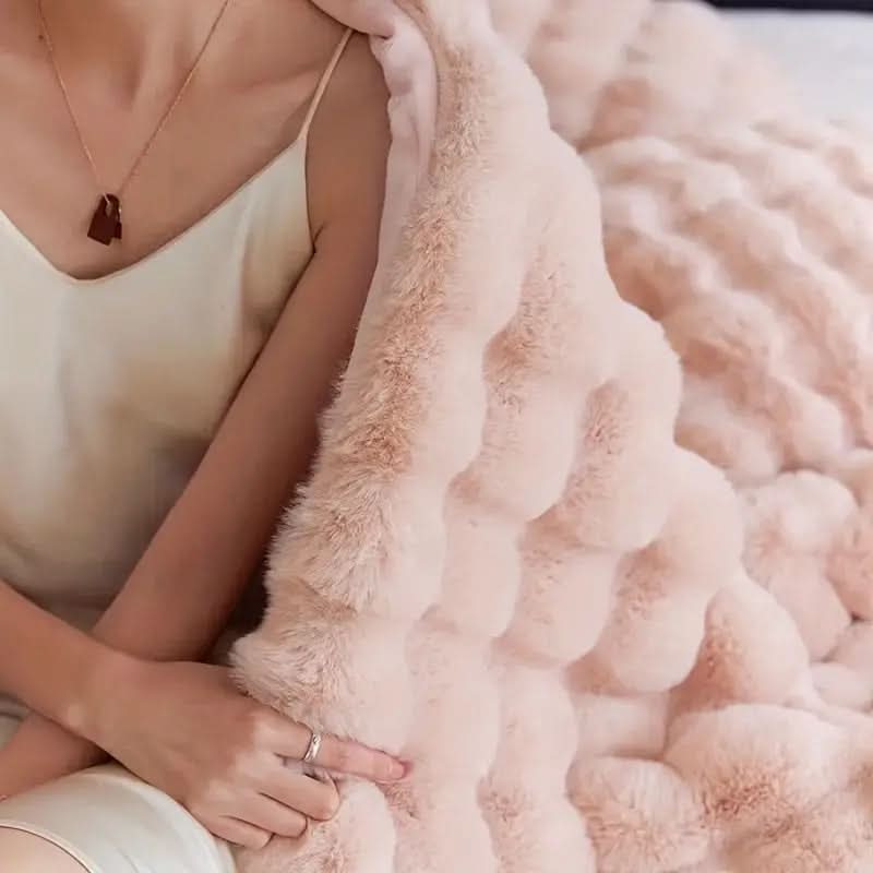 Throw Blankets, Faux Fur Throw for Sofa, Soft Bed Throw, Double Layer Sofa Blanket for Winter_06