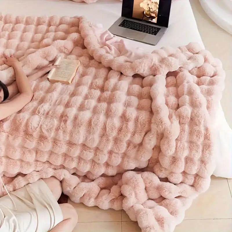 Throw Blankets, Faux Fur Throw for Sofa, Soft Bed Throw, Double Layer Sofa Blanket for Winter_07