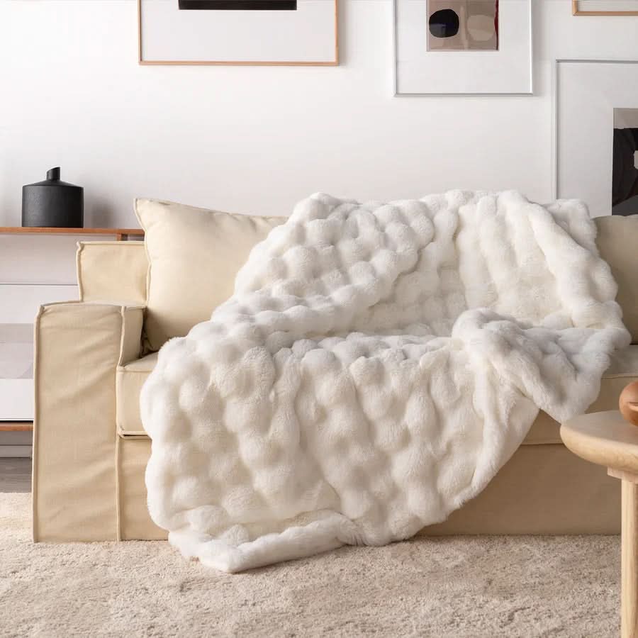Throw Blankets, Faux Fur Throw for Sofa, Soft Bed Throw, Double Layer Sofa Blanket for Winter_09