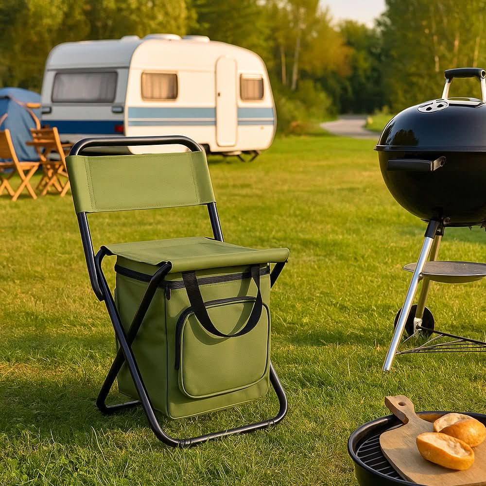 Folding Camping Chairs, Folding Chair with Cooler Bag and Backrest, Garden Chair, Beach Chair for Festivals_02