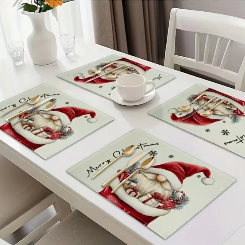 Christmas Placemats with Gnome Design, Heat Resistant Table Mats, Non Slip Christmas Table Decorations, 32 x 42 cm_05