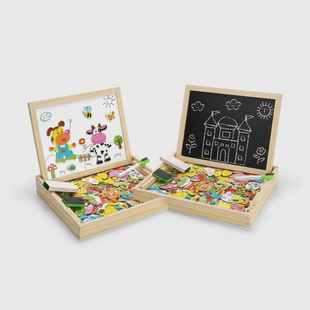 Magnetic Board for Kids, Drawing Board with Magnetic Cards, 3D Wooden Puzzle and Magnetic Game, Wooden Toys for Travel_10