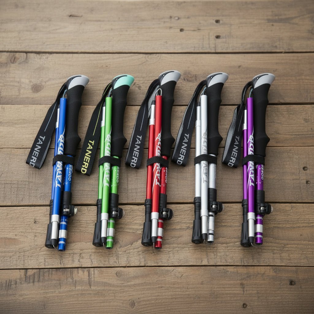 Hiking Pole Foldable, Adjustable Trekking Pole 95 to 110 cm, Collapsible Walking Pole with Quick Release, 1 Pack