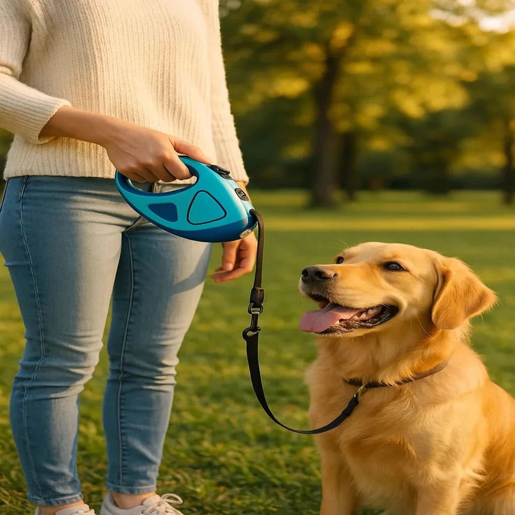 Retractable Dog Leads with LED Light, Extendable Dog Lead 5 m or 10 m, Long Dog Lead with Anti Slip Handle