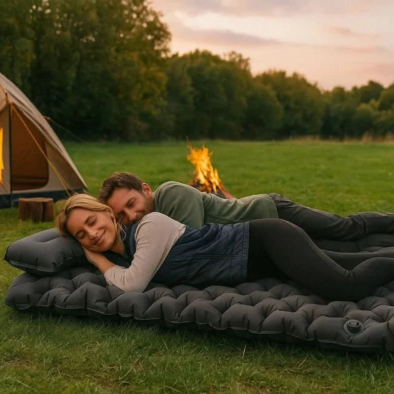 Double Air Mattress, Self Inflating Camping Mat, Inflatable Mattress for Camping, Ultralight Sleeping Mat with Carry Bag