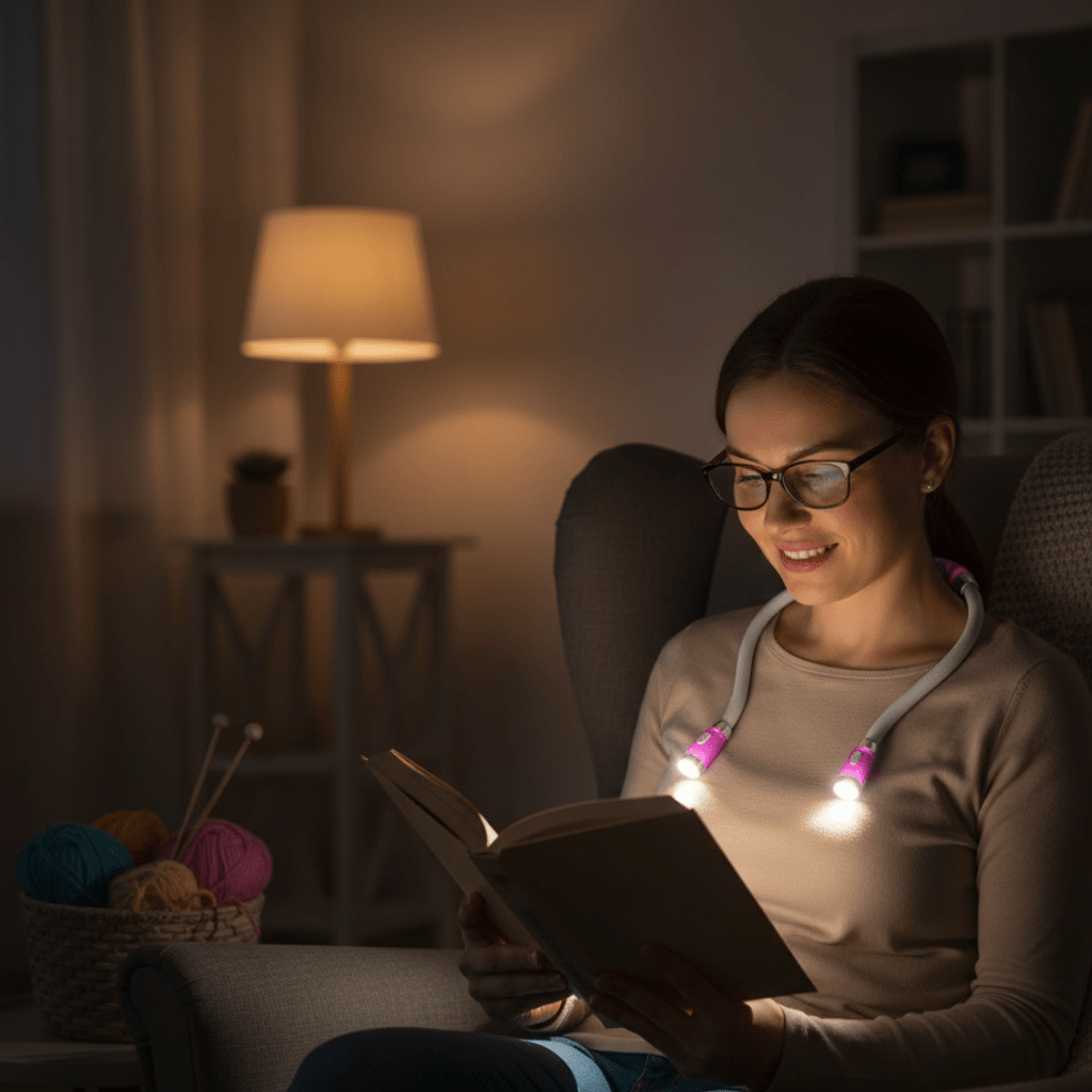 Neck Reading Light, LED Book Light for Knitting and Crocheting, Portable Lamp for Crafts, Hands Free Reading Lamp