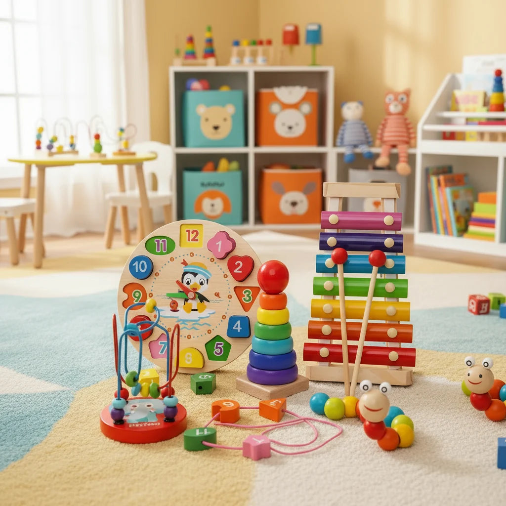 Baby Toys, Montessori Toys for 6 Month Old, 5 in 1 Wooden Sensory Toys for Motor Skills and Early Learning_00