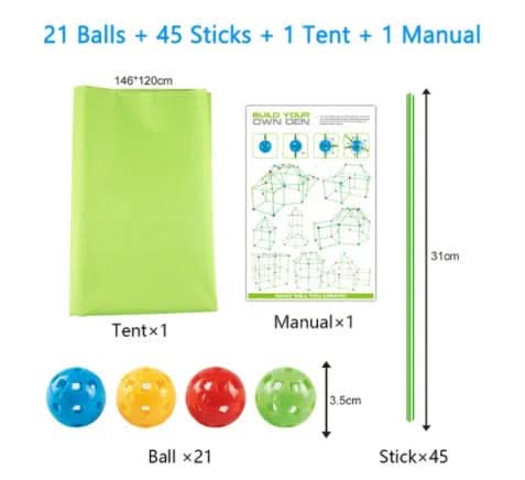 Den Building Kit for Kids, Fort Building Kit with Balls and Sticks – image 31