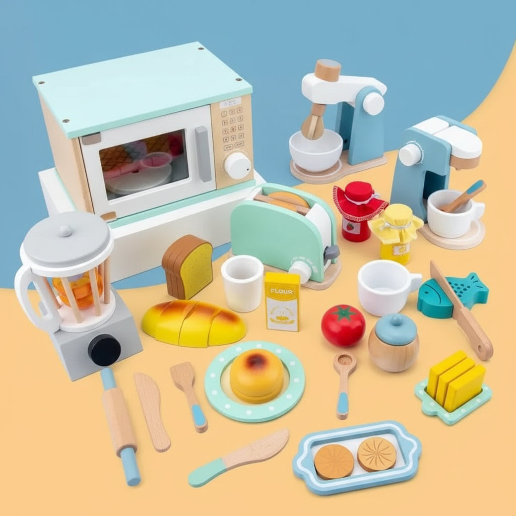 Wooden Toy Kitchen Accessories, Toy Coffee Machine Toaster or Blender, Montessori Toys for 3 Year Olds, Wooden Toys